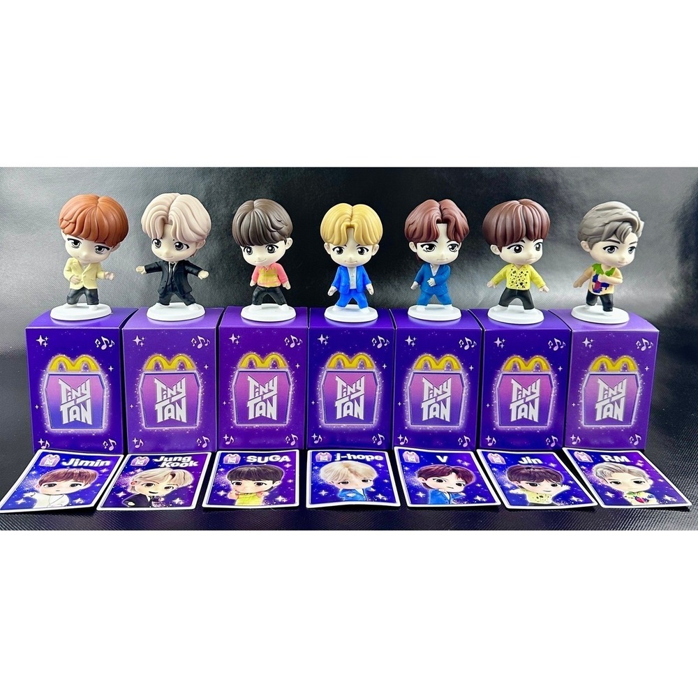 BTS TinyTAN McDonalds Happy Meal Figure Full Set of 7 with Boxes and Cards 2024